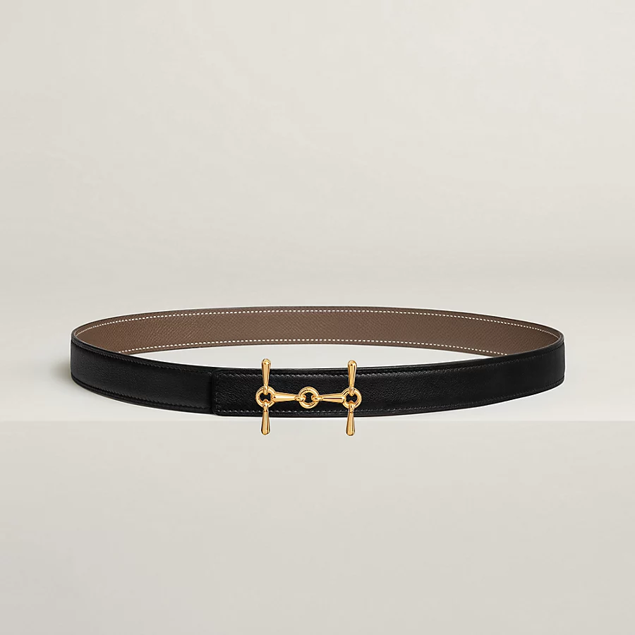 H Equestre belt buckle & Reversible leather strap 24 mm - Image 2